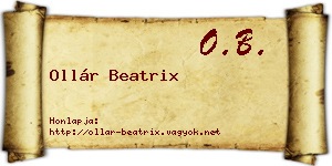 Ollár Beatrix névjegykártya